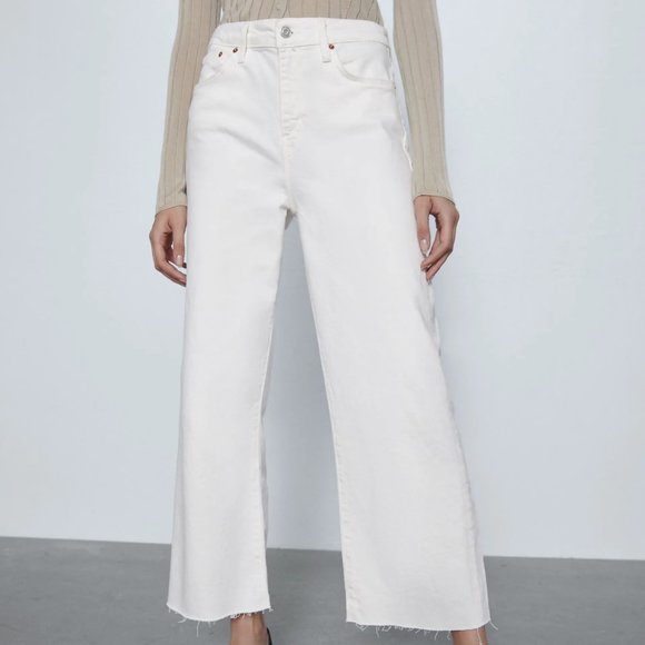 SOLD ❌ ZARA Premiun Denim White Culottes Leg Jeans - Picture 2 of 4